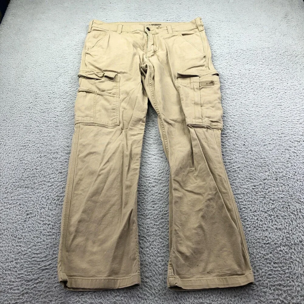 Carhartt Pants Mens 34x30 Beige Cargo Canvas Relaxed Straight Workwear Pockets
